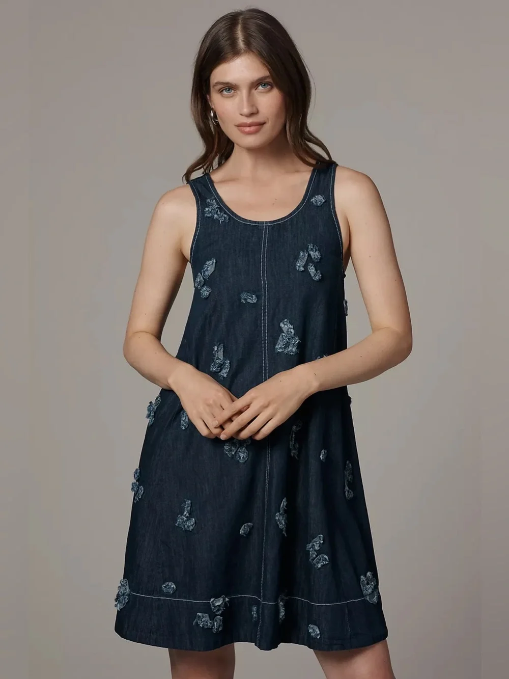 NWT Anthropologie The Keiko Embroidered Denim Mini Dress by Maeve Size XXS Z569